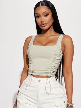 FashionNova True Perfection Ruched Top - Grey
